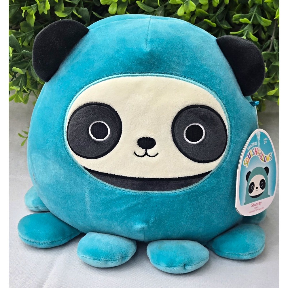 Squishmallow 8" Stanley the Panda in Octopus Costume NWT Plush Kellytoy Teal